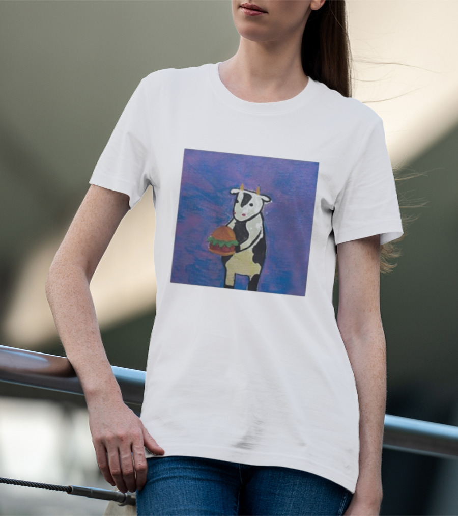Leanbeefpatty Cow Holding Burger Carnivorous Beef T-Shirt
