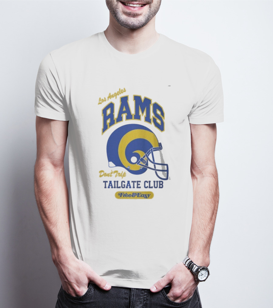 Los Angeles Rams Don't Trip Tailgate Club Free And Easy Helmet T-Shirt
