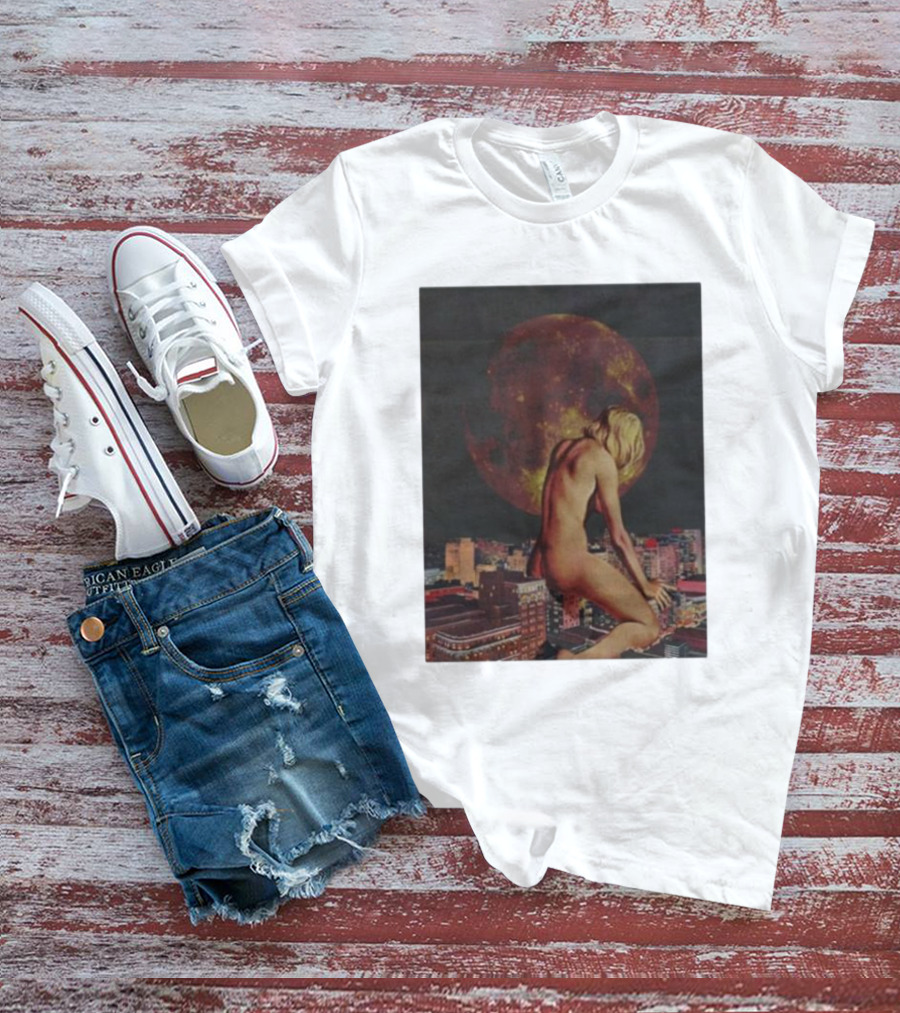 Midnight Blues Girl Moonlit Cityscape T-Shirt