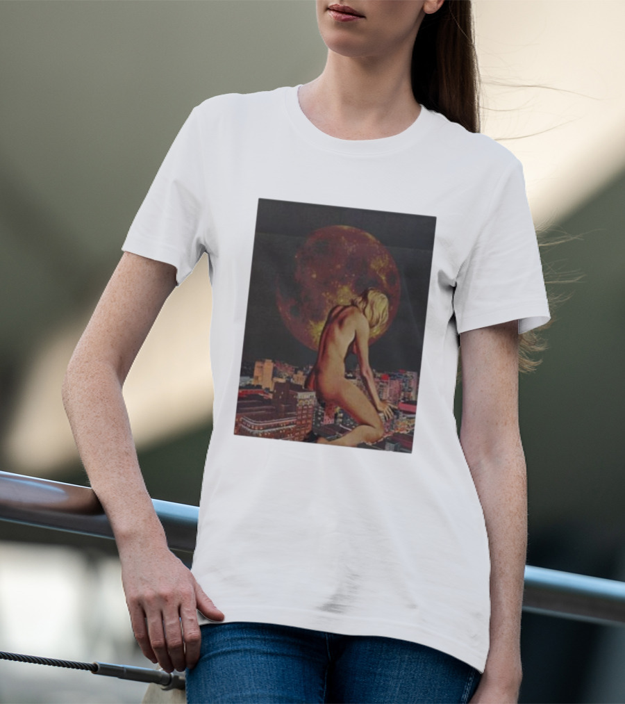 Midnight Blues Girl Moonlit Cityscape T-Shirt