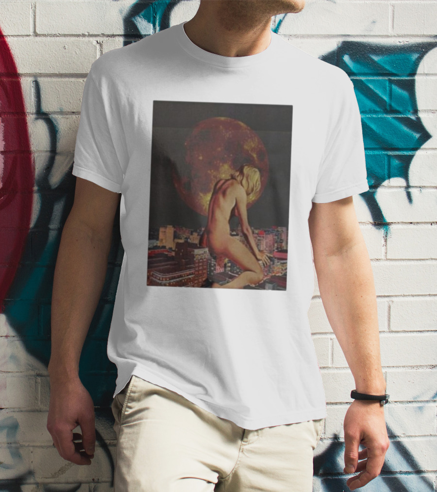 Midnight Blues Girl Moonlit Cityscape T-Shirt