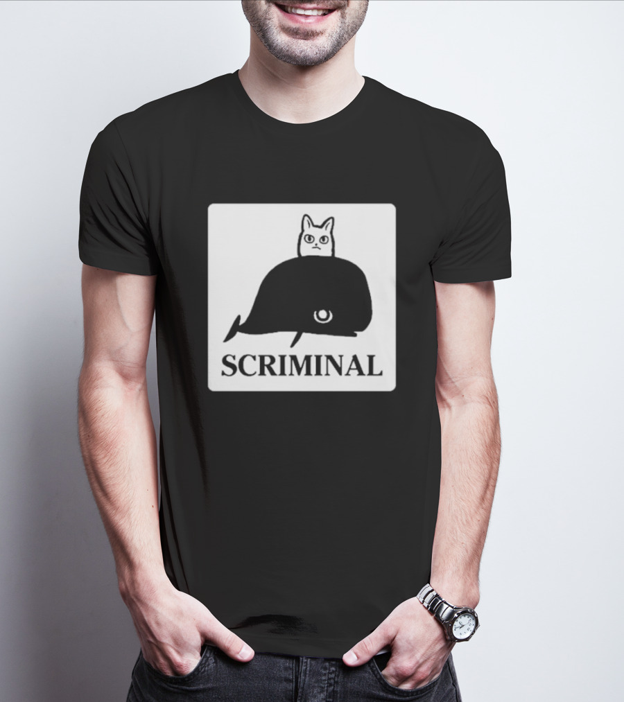 SCRIMINAL N O Marsh Scrimshaw Cat Whale T-Shirt