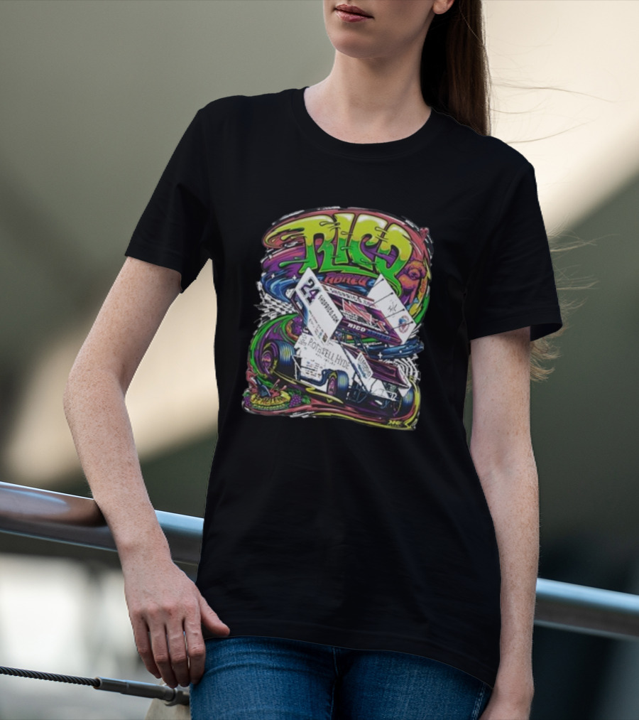 Rico Abreu Number 24 Vibrant Racing Car Youth Hidden Picture T-Shirt