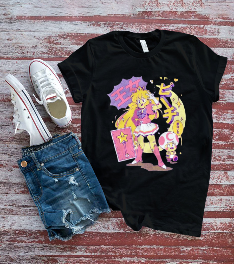Sailor Moon Peach Toad Ilustrata Mario Princesses T-Shirt