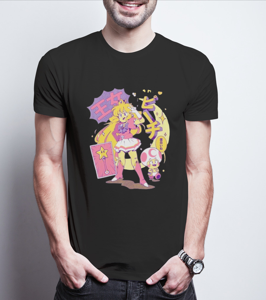 Sailor Moon Peach Toad Ilustrata Mario Princesses T-Shirt
