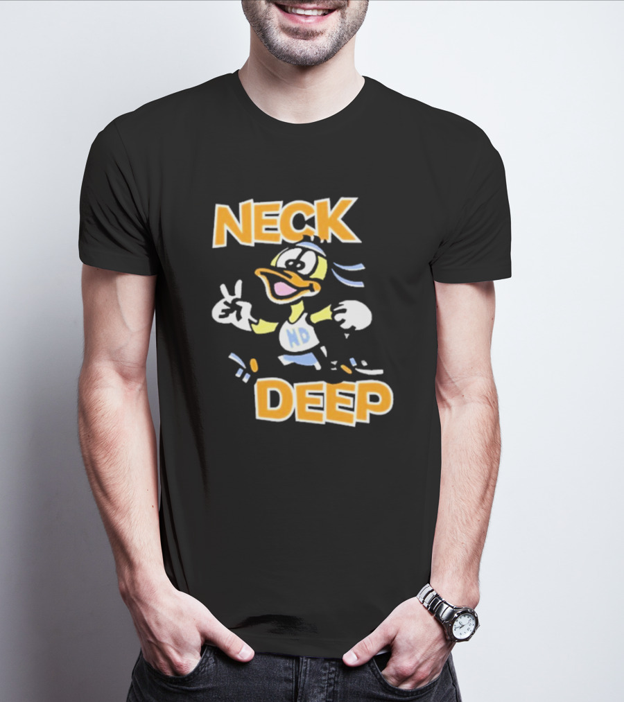 Neck Deep Duck ND Peace Sign Retro Basketball Style T-Shirt