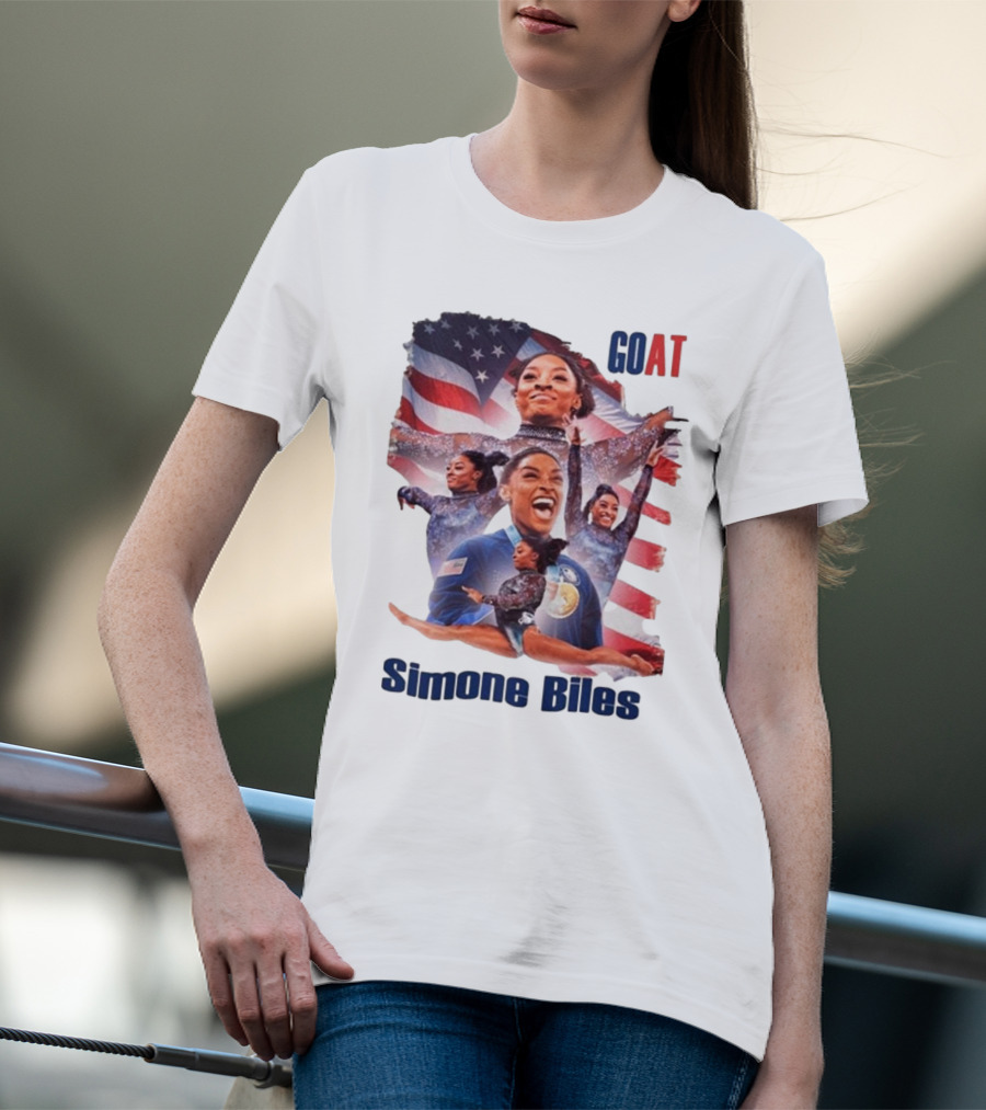 Simone Biles GOAT American Flag T-Shirt