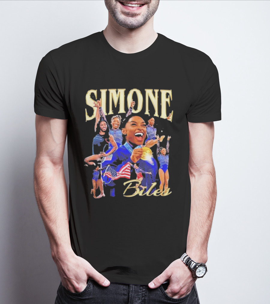 Simone Biles Olympic Gold Medalist Team USA Gymnast Paris T-Shirt