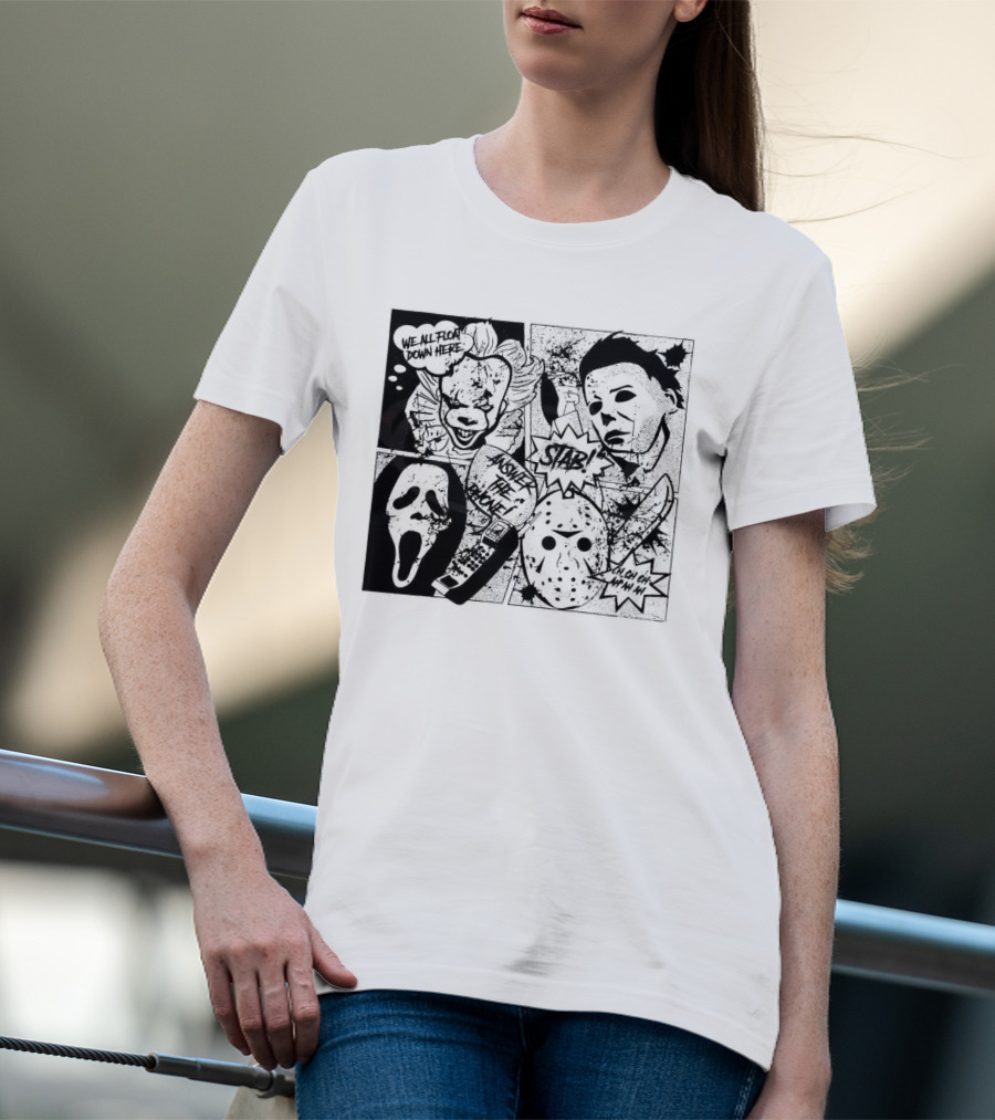 Horror Icons Mashup: We All Float Down Here Answer The Phone Stab Oh Oh Oh Wh Wh Wh T-Shirt