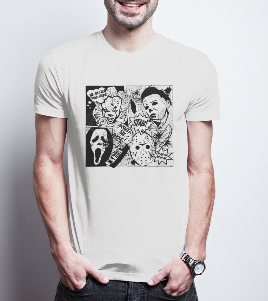 Horror Icons Mashup: We All Float Down Here Answer The Phone Stab Oh Oh Oh Wh Wh Wh T-Shirt