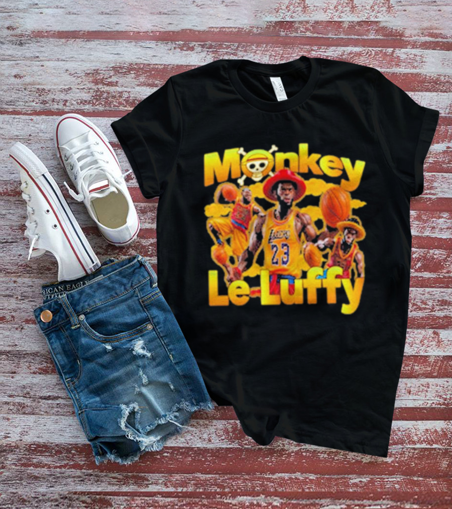 Monkey Le Luffy Lakers Basketball Crossbones Hat T-Shirt