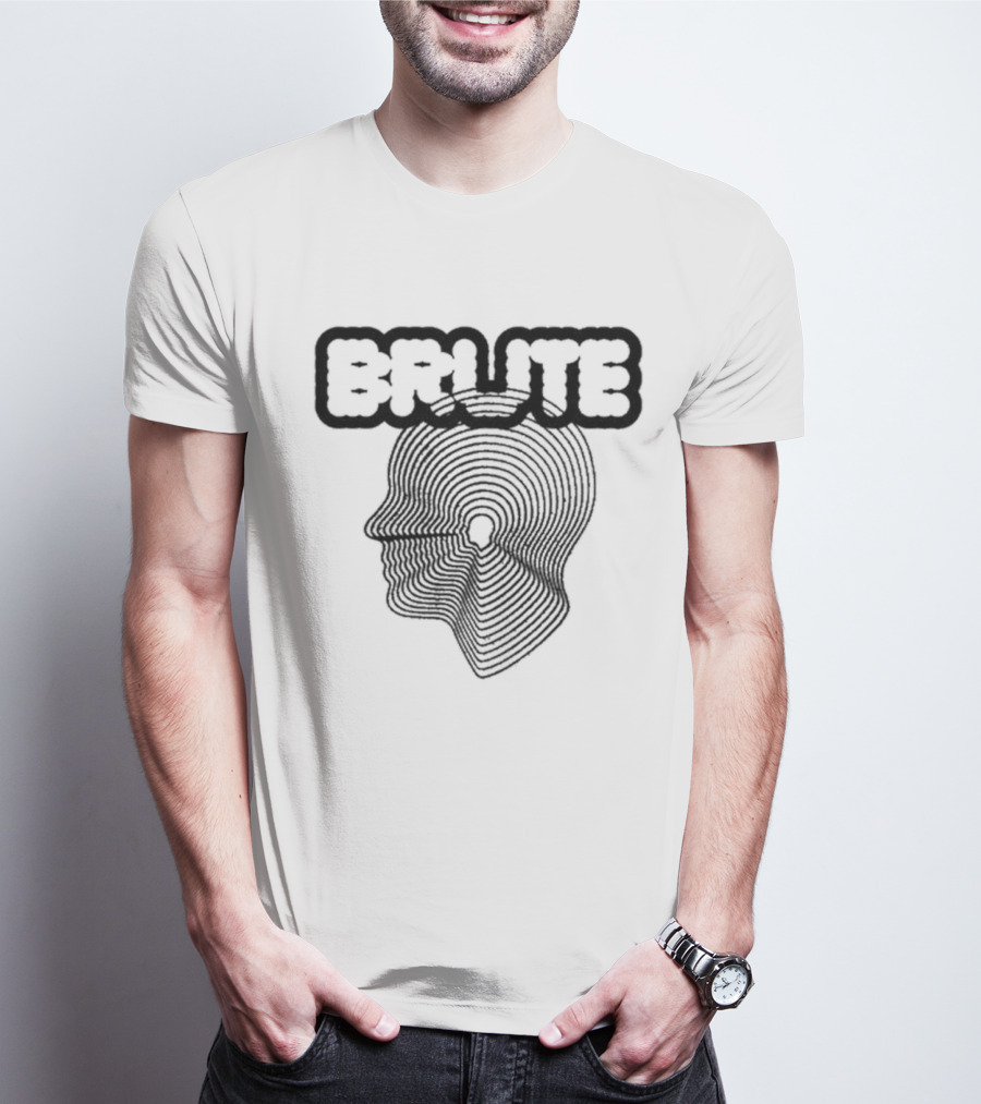 BRUTE New Big Head Groovy Text Profile T-Shirt