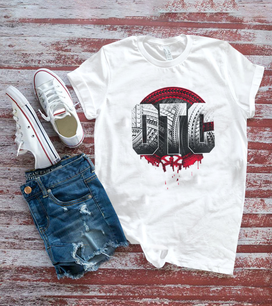 OTC Roman Reigns Tribal Pattern Red Drip T-Shirt