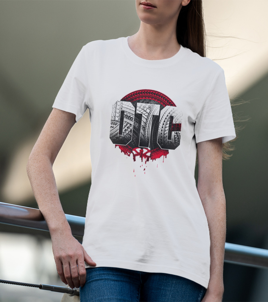 OTC Roman Reigns Tribal Pattern Red Drip T-Shirt
