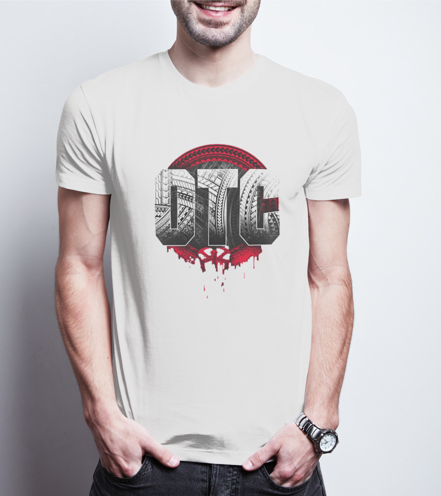 OTC Roman Reigns Tribal Pattern Red Drip T-Shirt