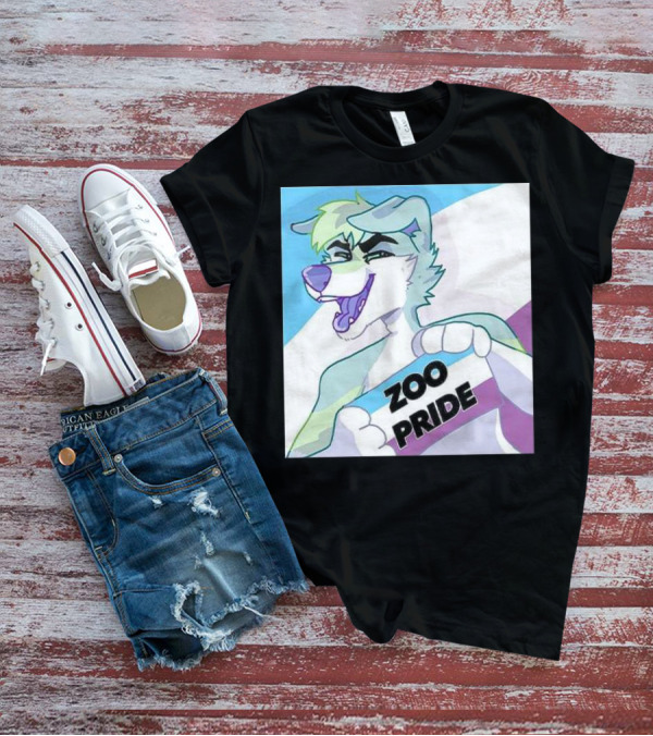 Zoo Pride Furry Character Holding Flag T-Shirt