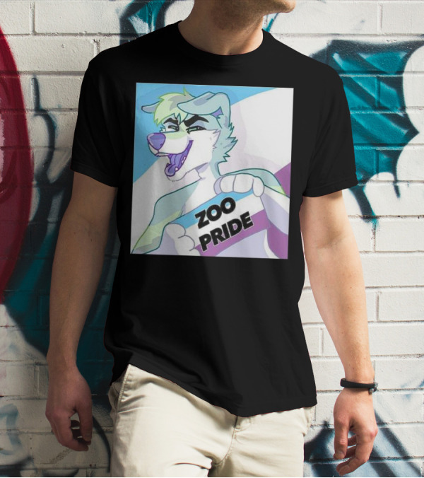 Zoo Pride Furry Character Holding Flag T-Shirt