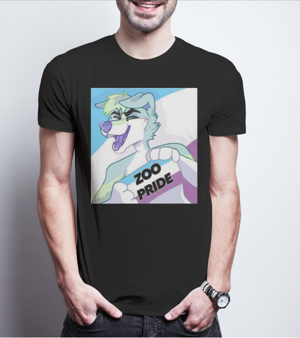 Zoo Pride Furry Character Holding Flag T-Shirt