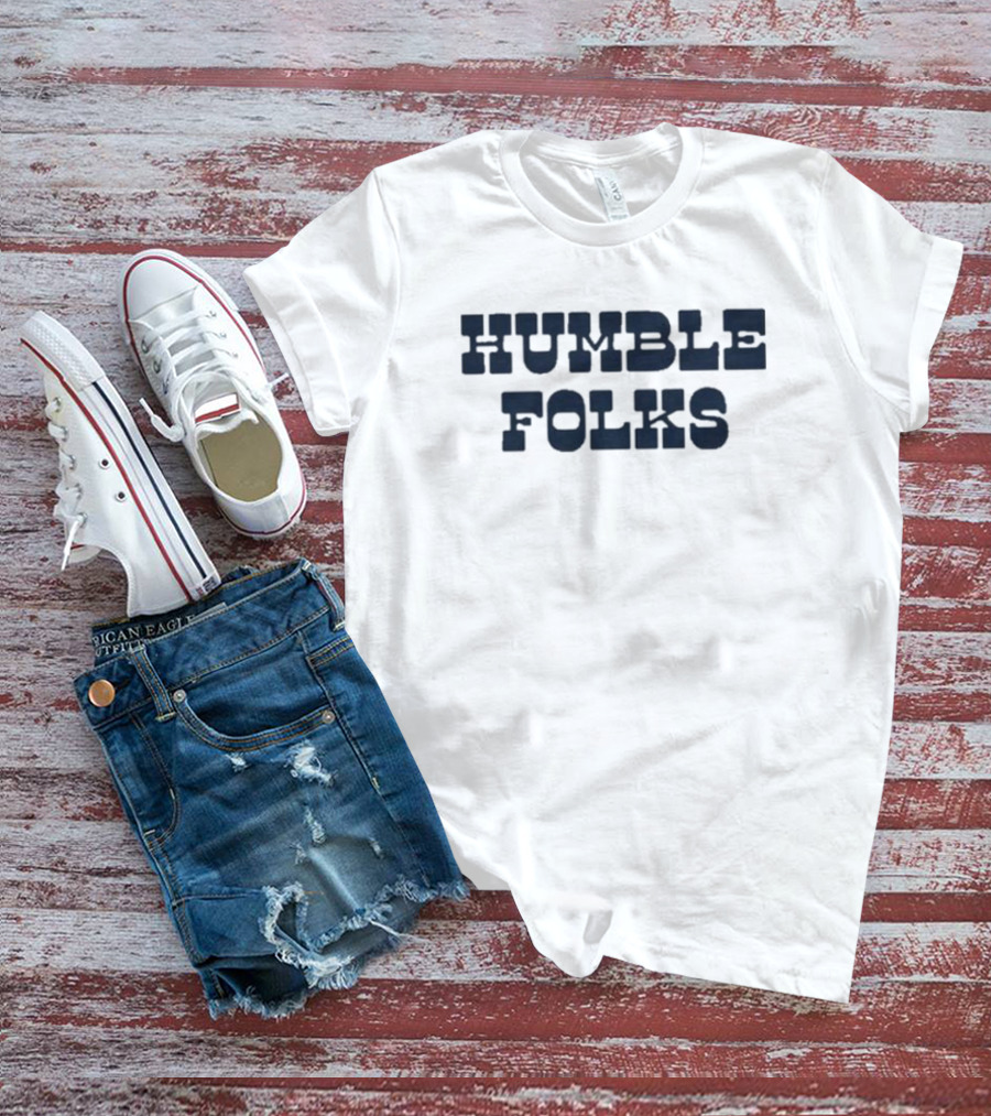 Humble Folks Sandstone Retro Style Navy Text T-Shirt