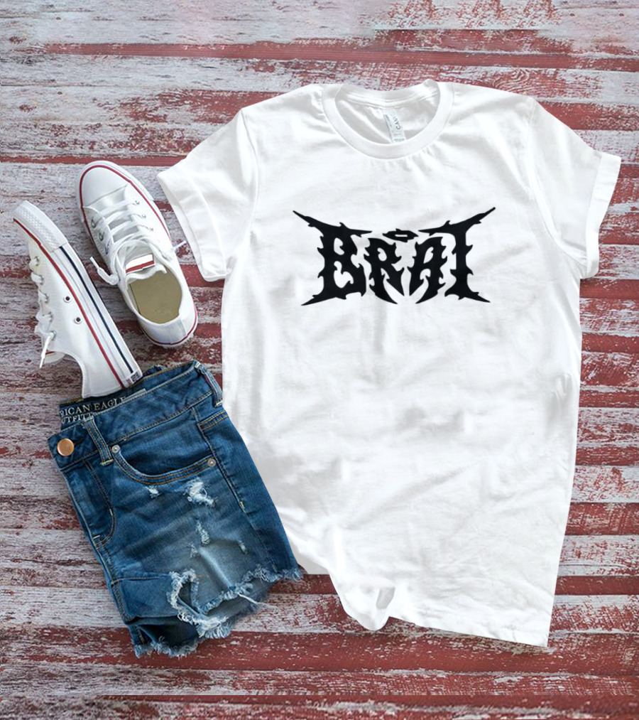 Inferno Merch Store Brat Gothic Font Design Charli Brat T-Shirt