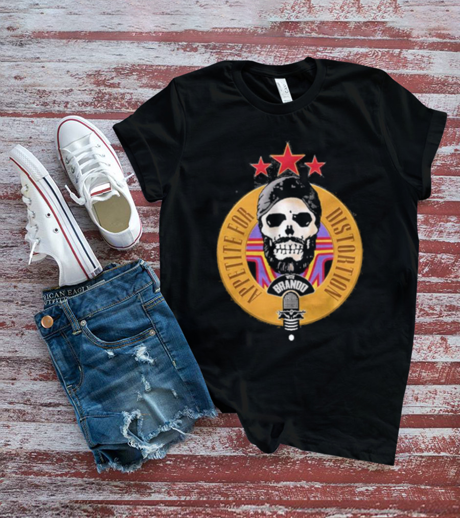 Appetite For Distortion Podcast Brando Skull And Microphone T-Shirt
