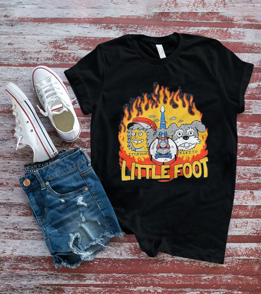 Littlefoot Kirito Littlefoot Kirito Littlefoot Flame Border Cartoon Faces T-Shirt