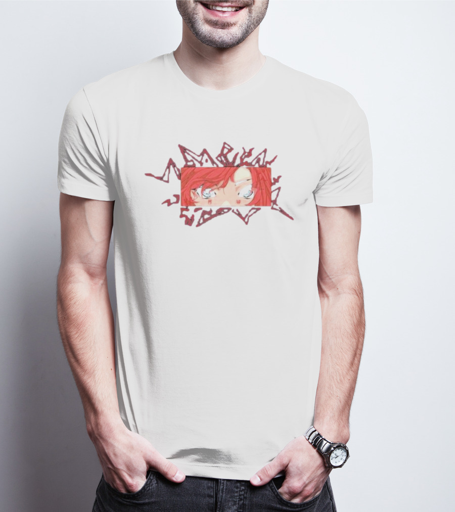 New Hiswattson Recharged Anime Eyes Red Hair Lightning Frame T-Shirt