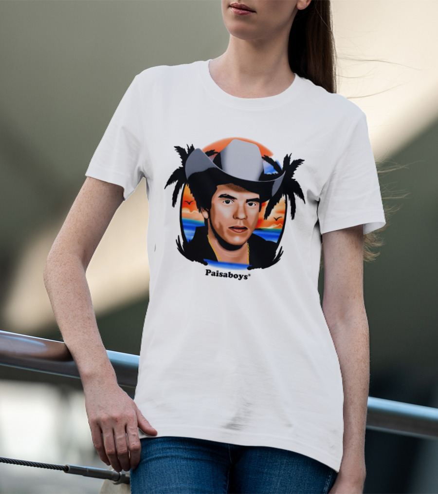 Paisaboys Sinaloa Sunset Cowboy And Tropical Ocean Scene T-Shirt