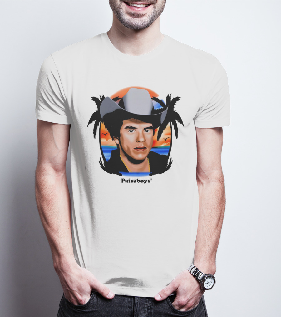 Paisaboys Sinaloa Sunset Cowboy And Tropical Ocean Scene T-Shirt