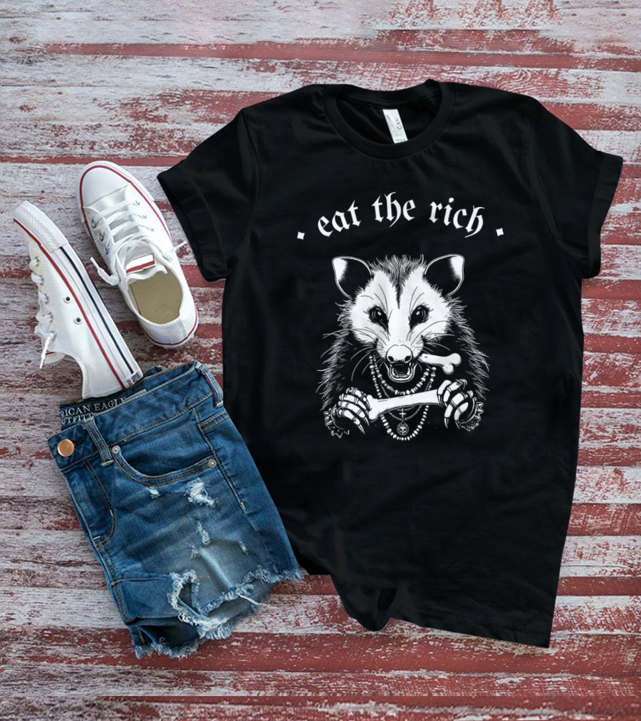 Punk With A Camera Eat The Rich Possum Anti-Fascist Merch T-Shirt