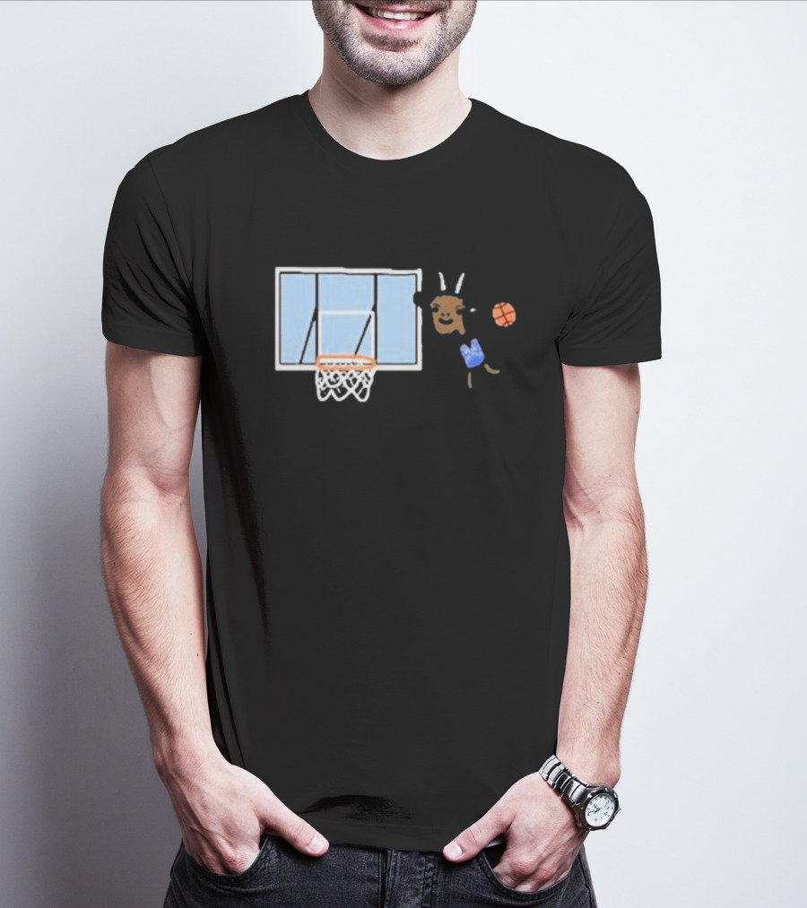 Goat Biles Basketball Dunking Goat With Jersey And Hoop T-Shirt