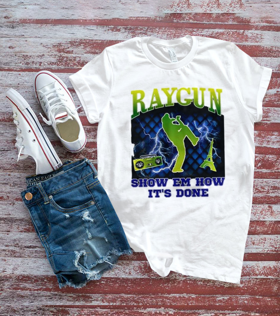 Raygun Show Em How It’s Done Electric Dance Eiffel Tower Boombox T-Shirt