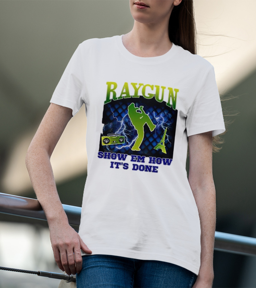 Raygun Show Em How It’s Done Electric Dance Eiffel Tower Boombox T-Shirt