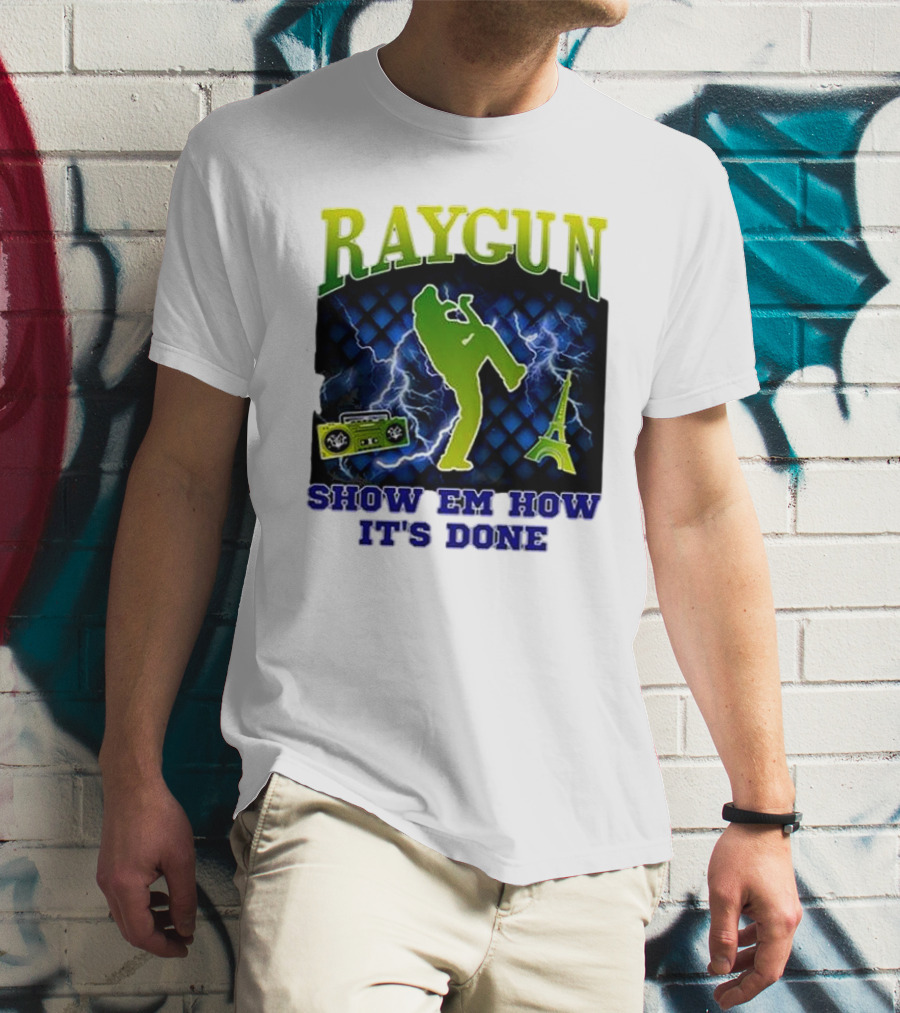 Raygun Show Em How It’s Done Electric Dance Eiffel Tower Boombox T-Shirt