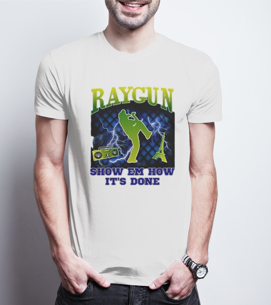 Raygun Show Em How It’s Done Electric Dance Eiffel Tower Boombox T-Shirt