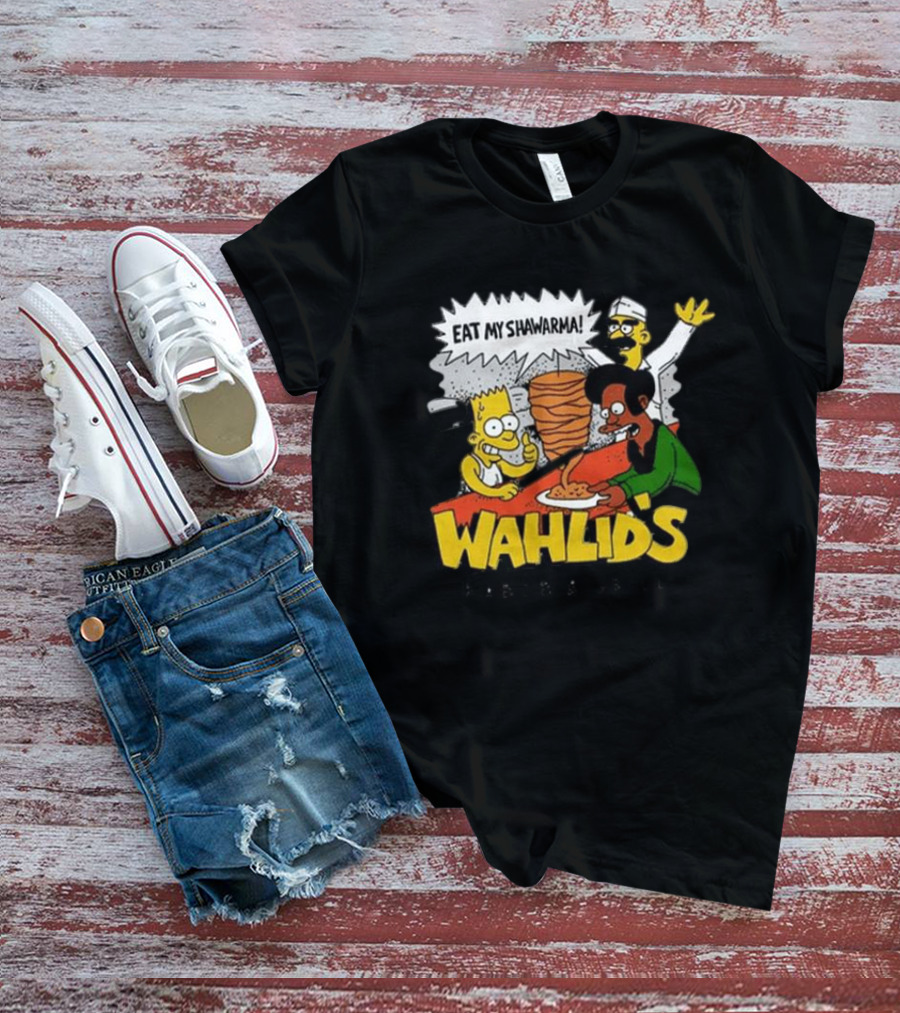 Eat My Shawarma Wahlid's Kabob And Grill Comic Style Characters T-Shirt