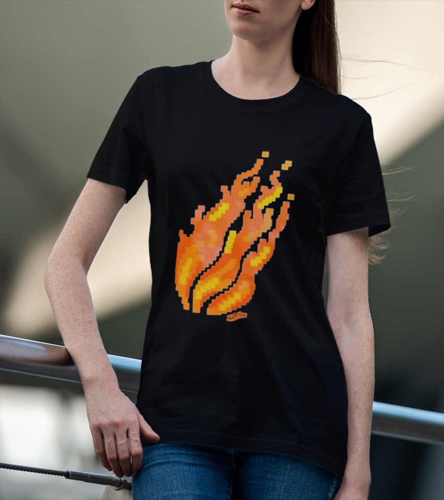 Fire Pixel Flame McLovin Burn Sunset Pixels T-Shirt