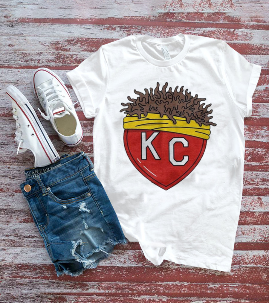 KC Franchise Heart Emblem With Brown Hair And Yellow Band T-Shirt