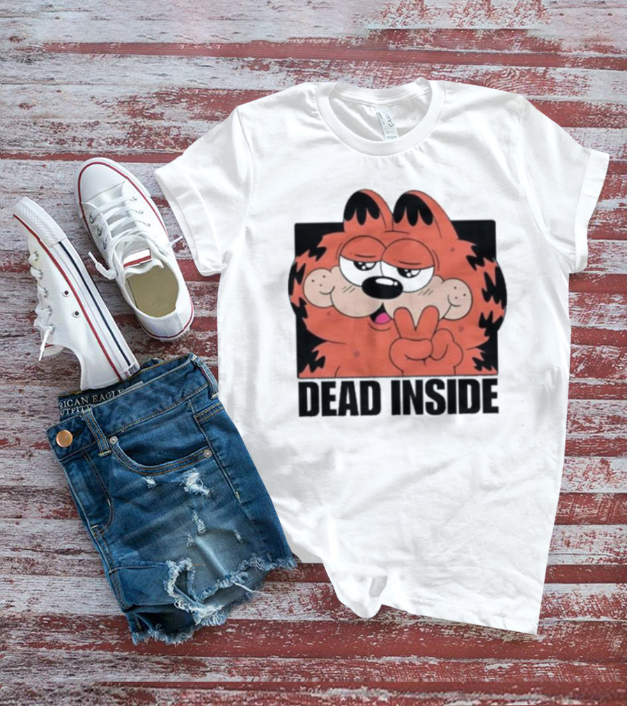 Garfield Dead Inside Peace Sign Sunglasses T-Shirt