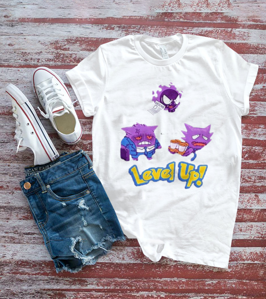 Gengar Evolution Level Up Journey With Resume And Briefcase T-Shirt