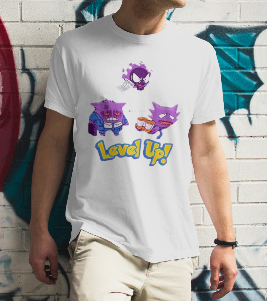 Gengar Evolution Level Up Journey With Resume And Briefcase T-Shirt
