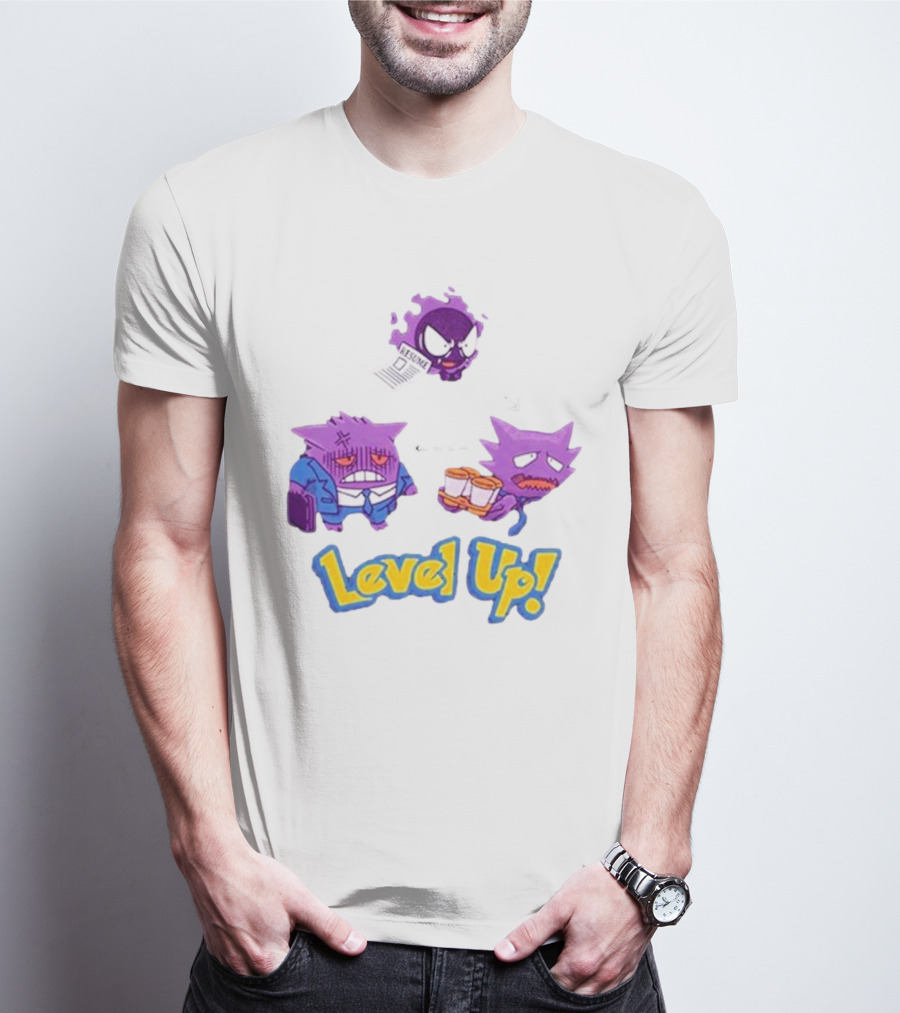 Gengar Evolution Level Up Journey With Resume And Briefcase T-Shirt