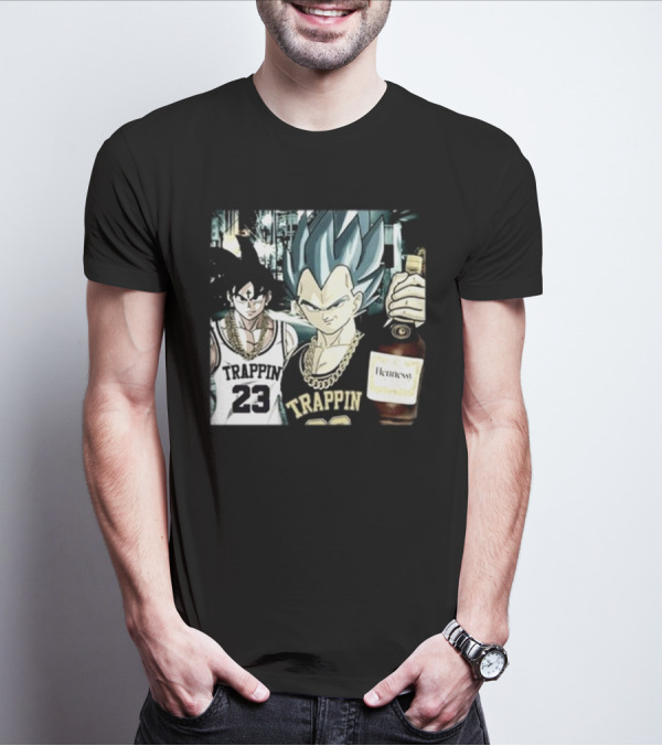 Trappin 23 Goku And Vegeta With Hennessy Bottle T-Shirt