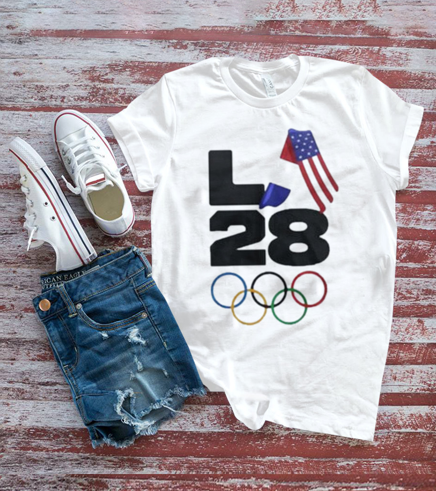 LA 28 Olympics American Flag Rings T-Shirt