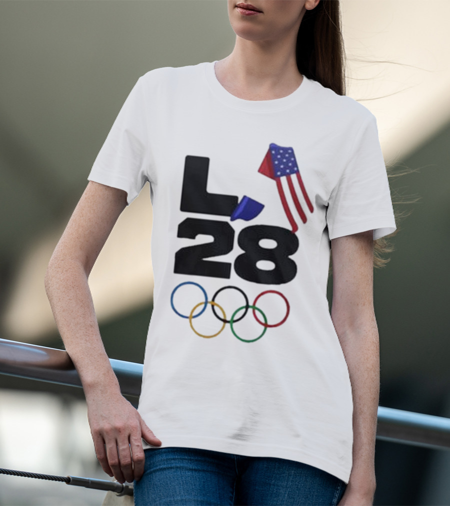LA 28 Olympics American Flag Rings T-Shirt