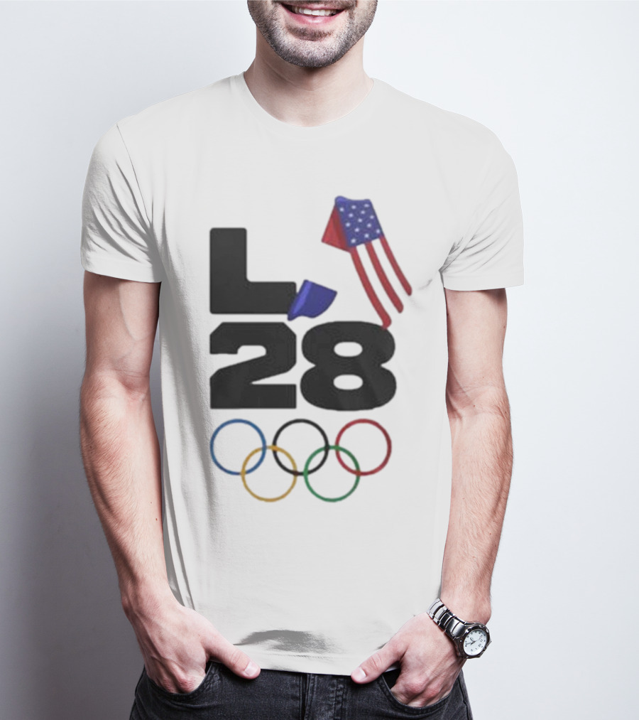 LA 28 Olympics American Flag Rings T-Shirt