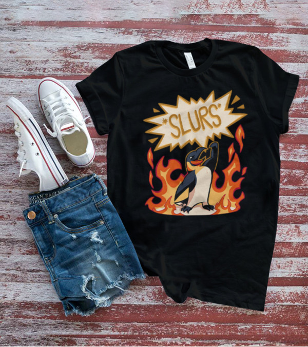 Helluva Boss Penguin Flames Slurs Speech Bubble T-Shirt