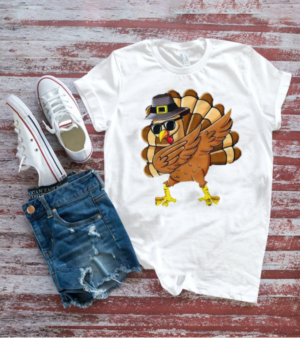 Dabbing Turkey Thanksgiving Day Pilgrim Hat Funny Dab T-Shirt