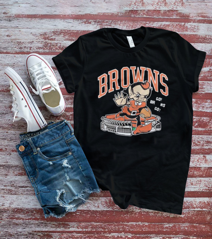Browns Brownie Stiff Arm Go Go Brns Stadium T-Shirt