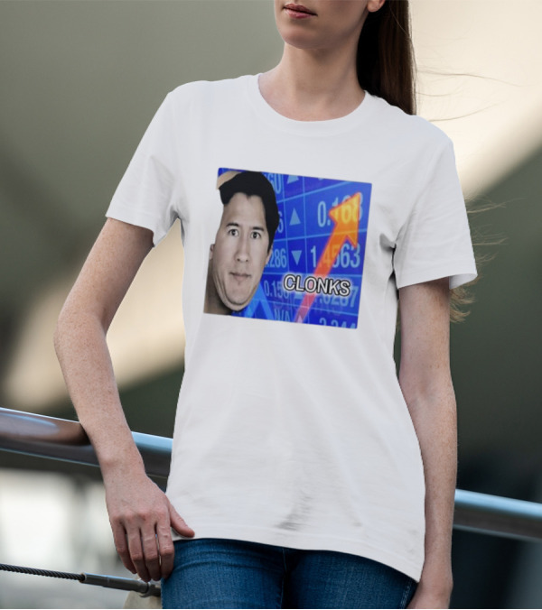 Cloak Oddly Specific Clonks Meme Face With Stock Market Arrow T-Shirt